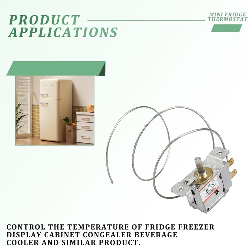 BKIFU ترموستات ثلاجة فريزر 2 دبوس عالمي WPF-20، ترموستات ثلاجة صغيرة، AC 220V-250V 6A 60HZ، متوافق مع WPF-16 و WPF-18 - Image 2